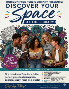 Flyer for opening of the teen zone, containing all the information in the post. 
